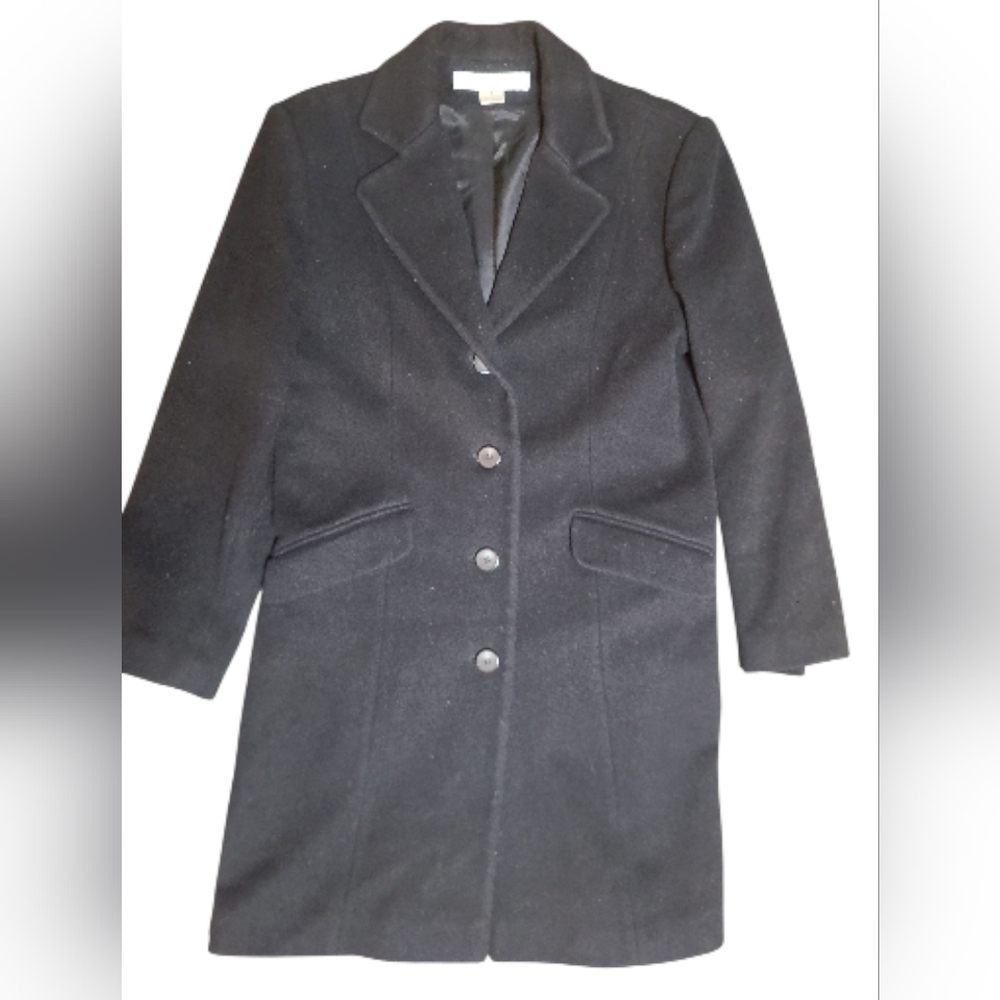 Larry Levine Wool Black Long Coat Womens Size 4